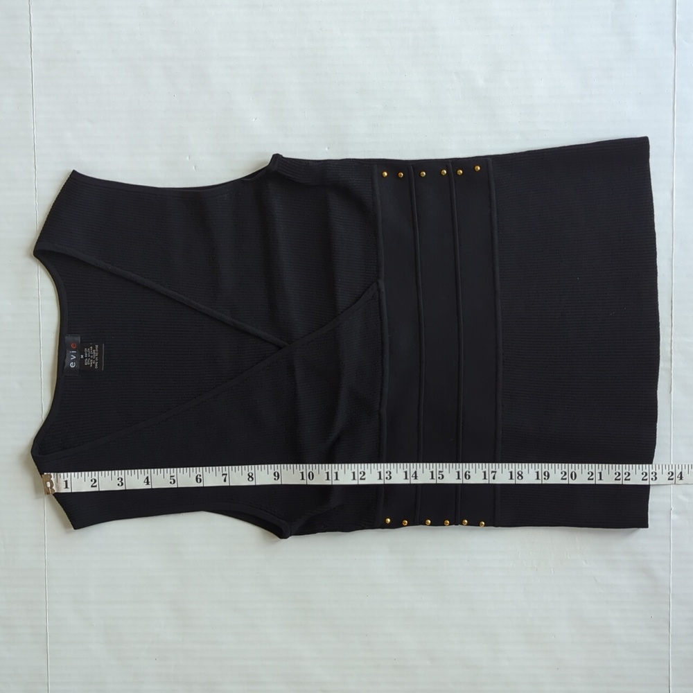 Evie Ribbed Knit Wrap Style Tank Top Embellished MEDIUM Black - Picture 14 of 14